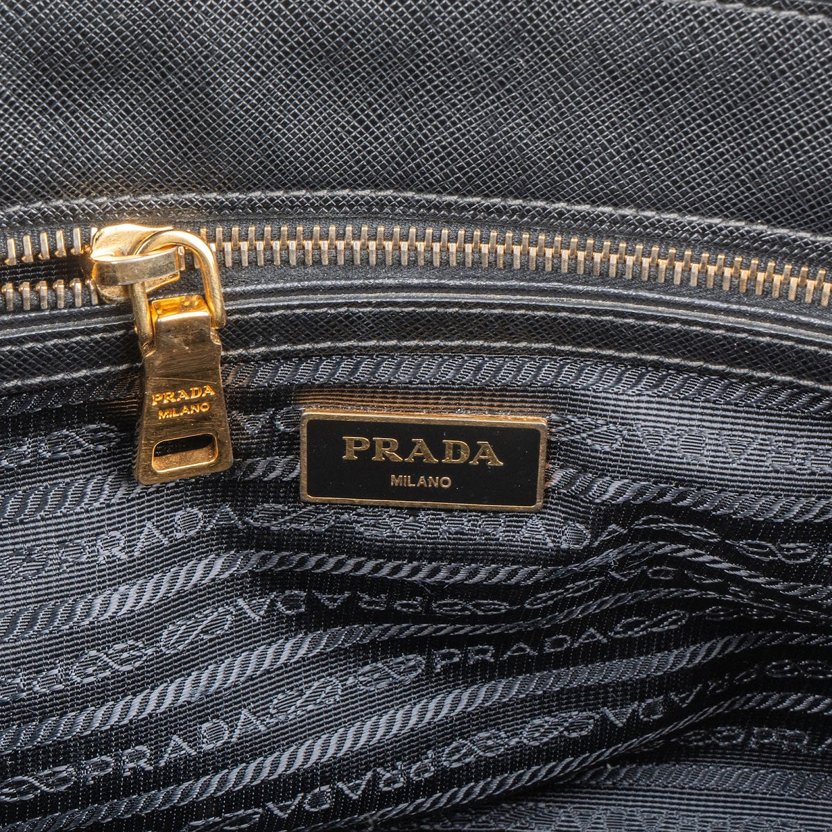 Prada Noir Saffiano Leather Small Galleria Handbag