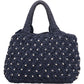 Prada Woven Raffia Polka-Dot Tote Shoulder Handbag