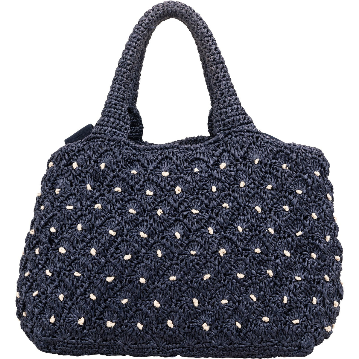 Prada Woven Raffia Polka-Dot Tote Shoulder Handbag