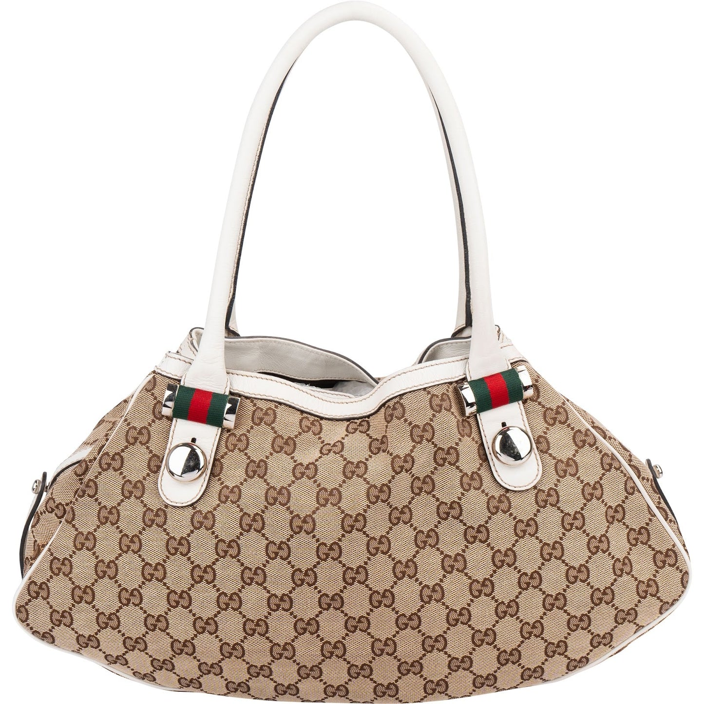 Gucci Monogram GG Canvas Web Stripe Tote Shoulder Bag