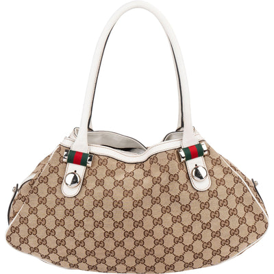 Gucci Monogram GG Canvas Web Stripe Tote Shoulder Bag