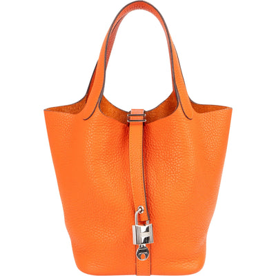 Hermès Tangerine Orange Taurillon Clemence Picotin Lock 18 (PM) Handbag