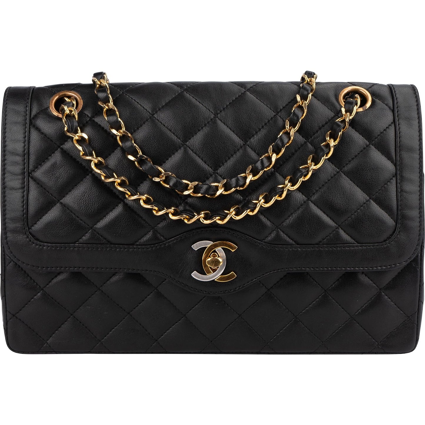 Chanel Quilted Lambskin Bicolor Double Flap Shoulder Bag