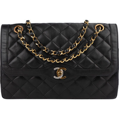 Chanel Quilted Lambskin Bicolor Double Flap Shoulder Bag