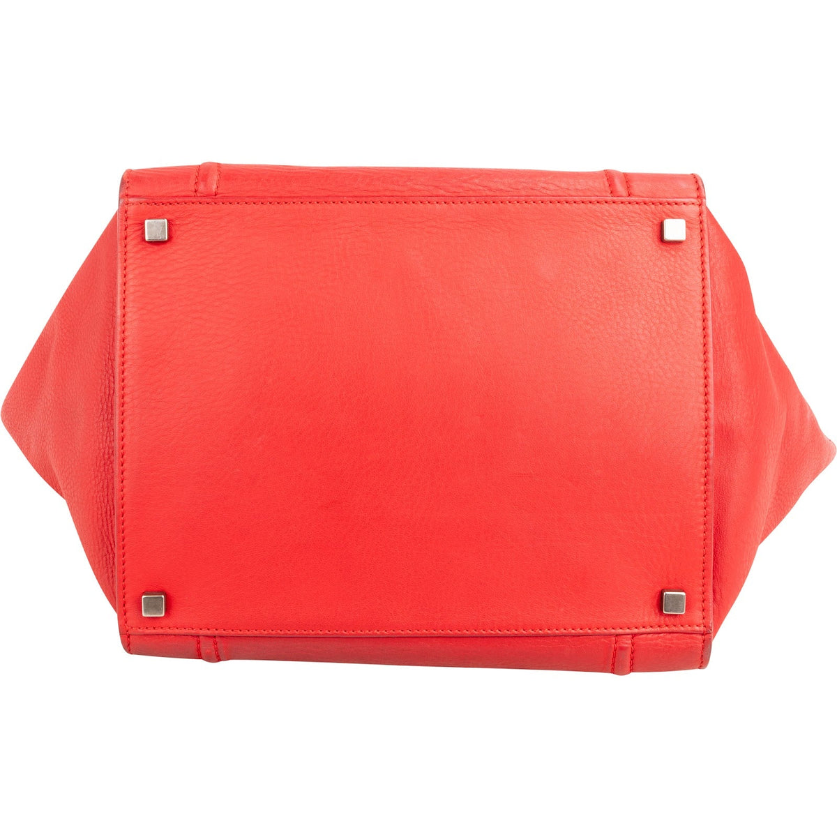 Céline Red Drummed Calfskin Large Luggage Handbag