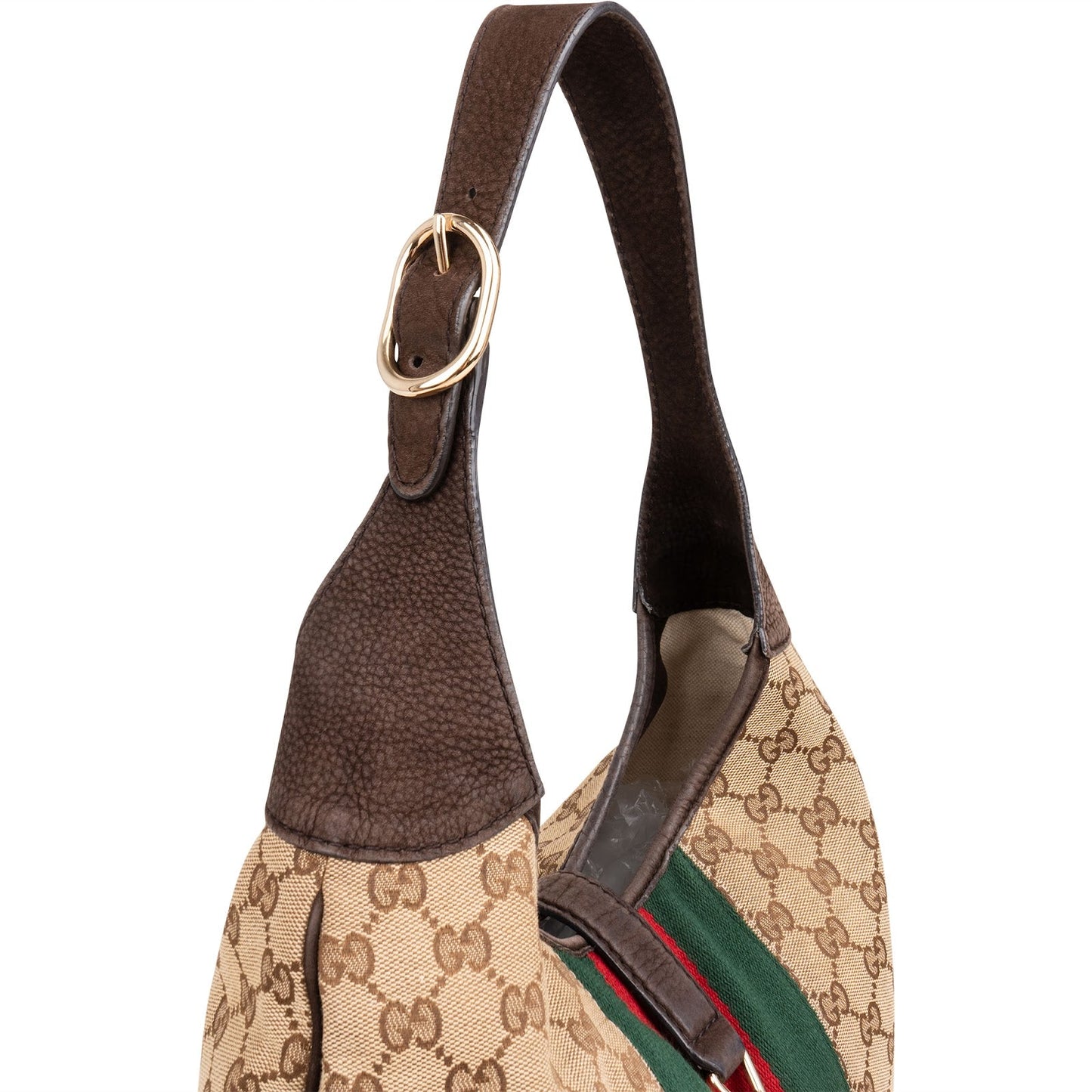 Gucci Monogram GG Canvas Nubuk New Jackie Hobo Shoulder Bag