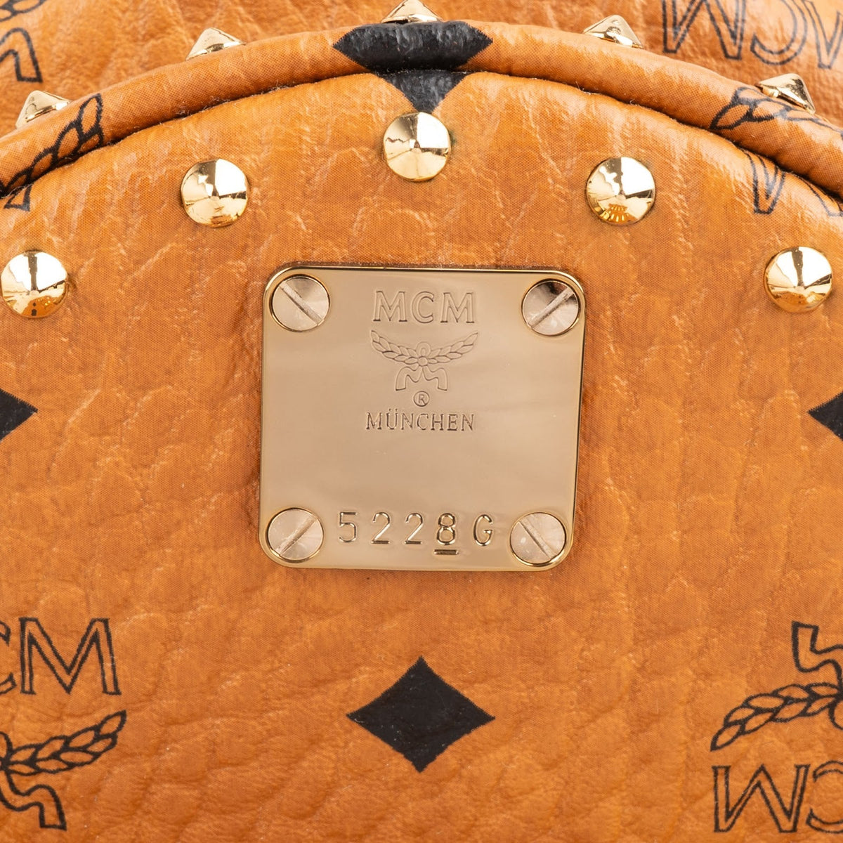 MCM Monogram Visetos Stark Studded Mini Backpack