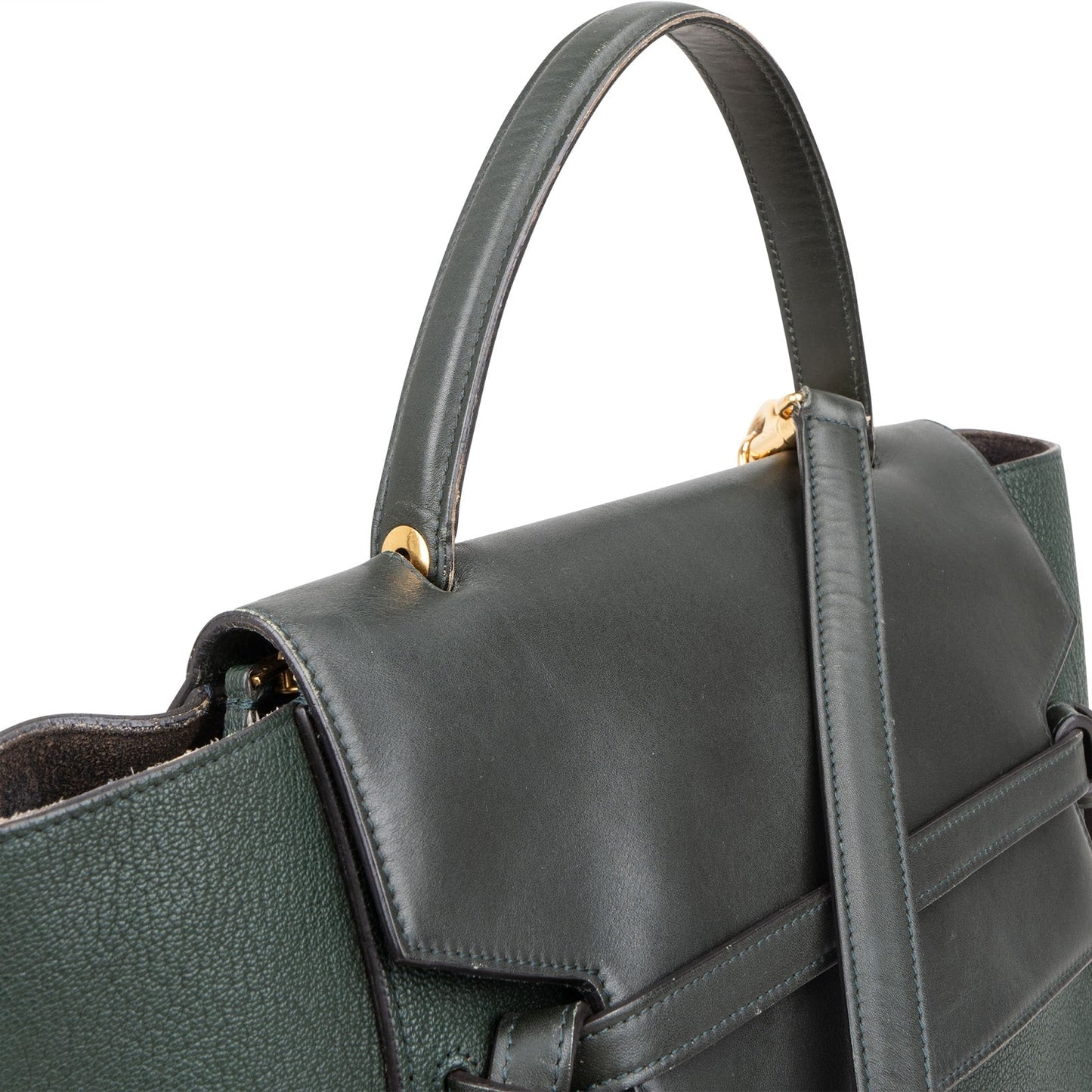 Celine Dark Green Leather Belt Handbag