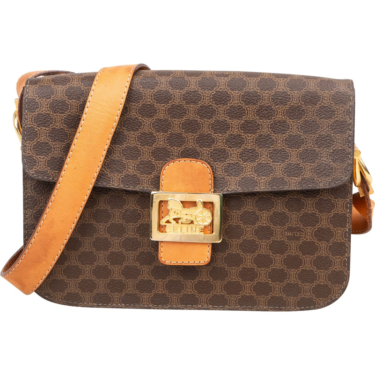 Celine Macadam Canvas Triomphe Flap Crossbody Bag