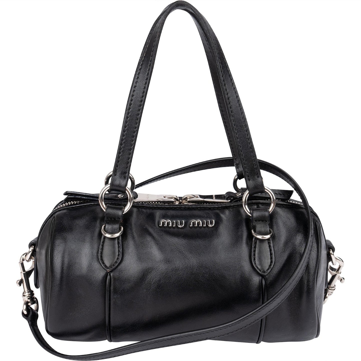 Miu Miu Soft Calf Leather Mini Boston Crossbody Handbag
