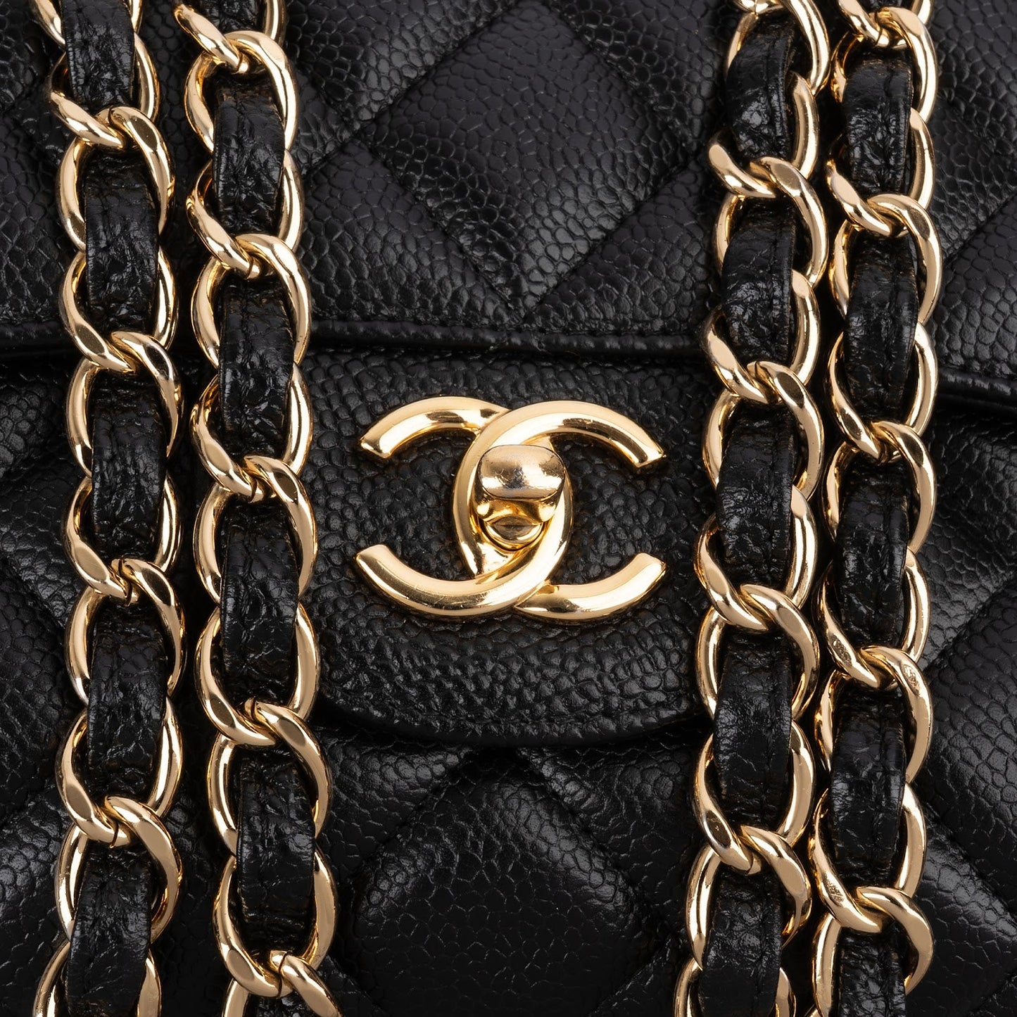 Chanel Caviar Leather Palladium Jumbo Double Flap Crossbody Bag