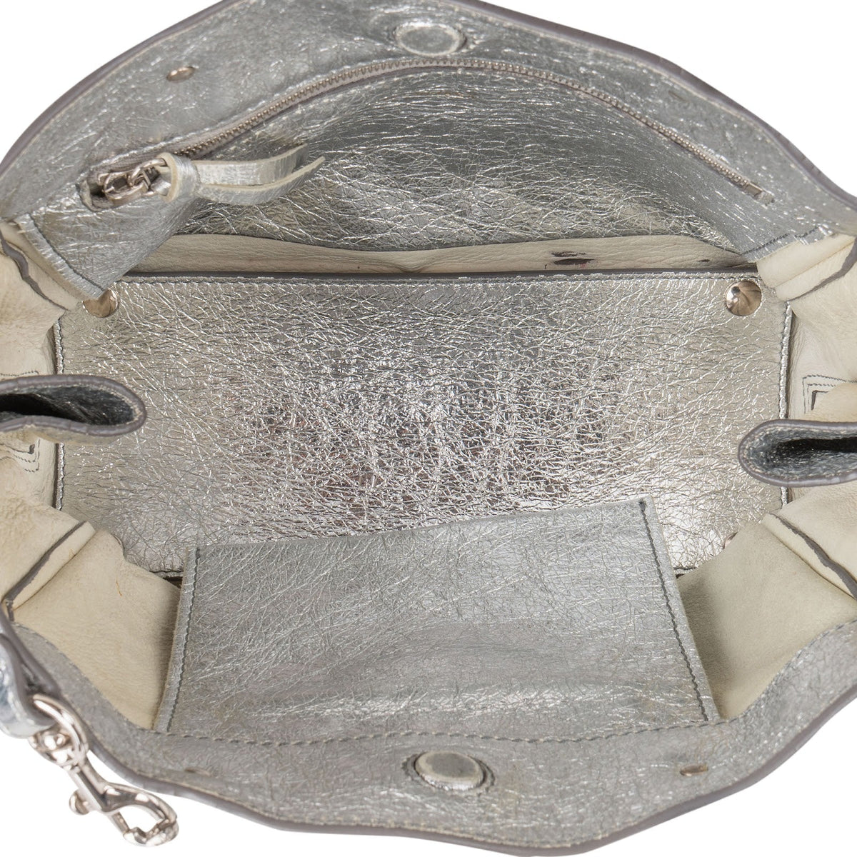 Balenciaga Metallic Crinkled Leather Small City Crossbody Handbag