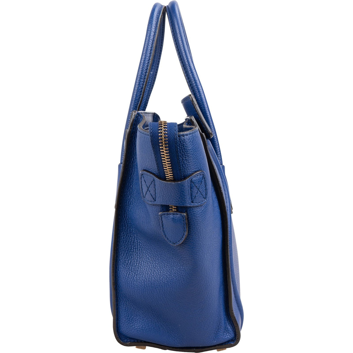 Céline Bleu Grained Calfskin Luggage Handbag