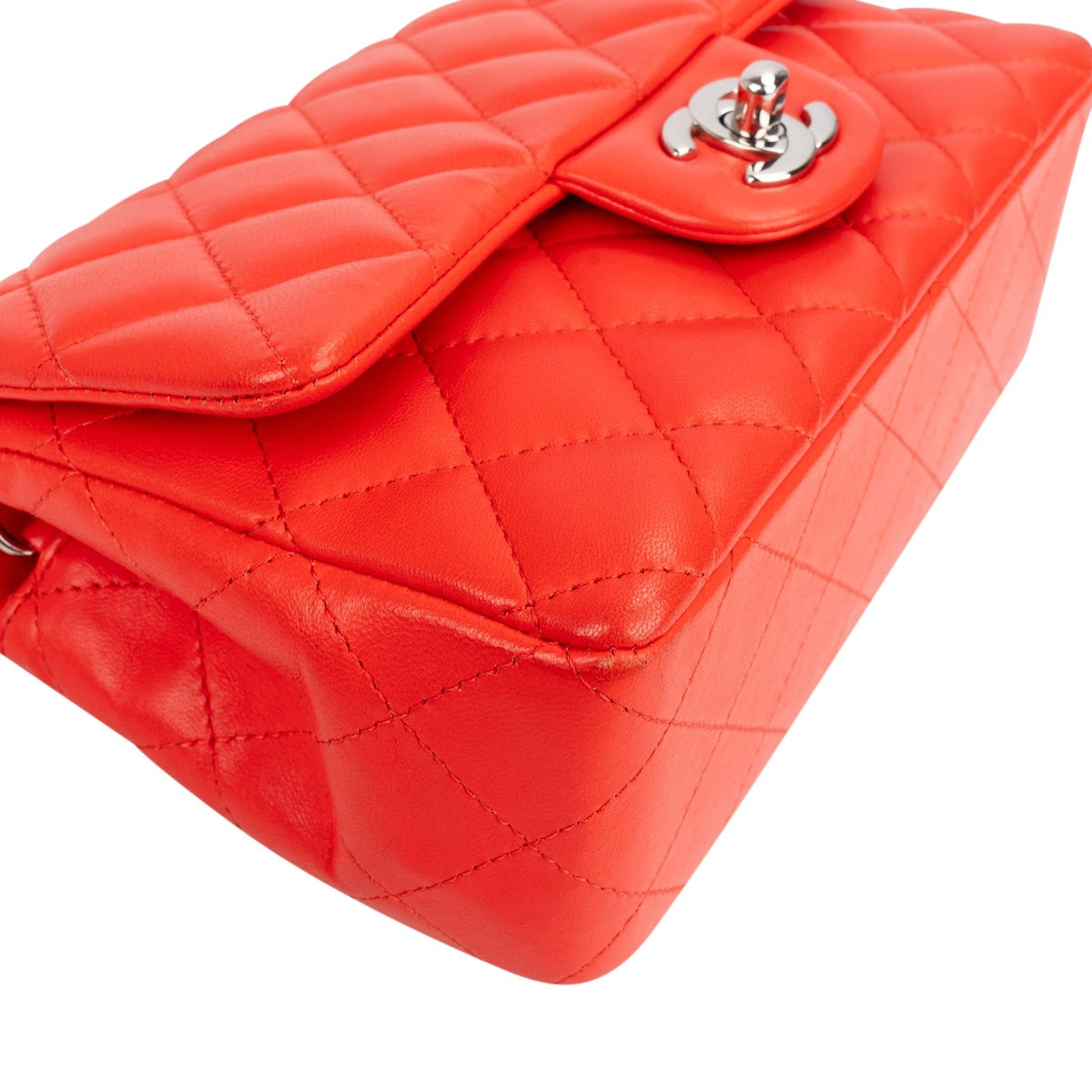 Chanel Quilted Lambskin Mini Rectangular Palladium Single Flap Crossbody Bag