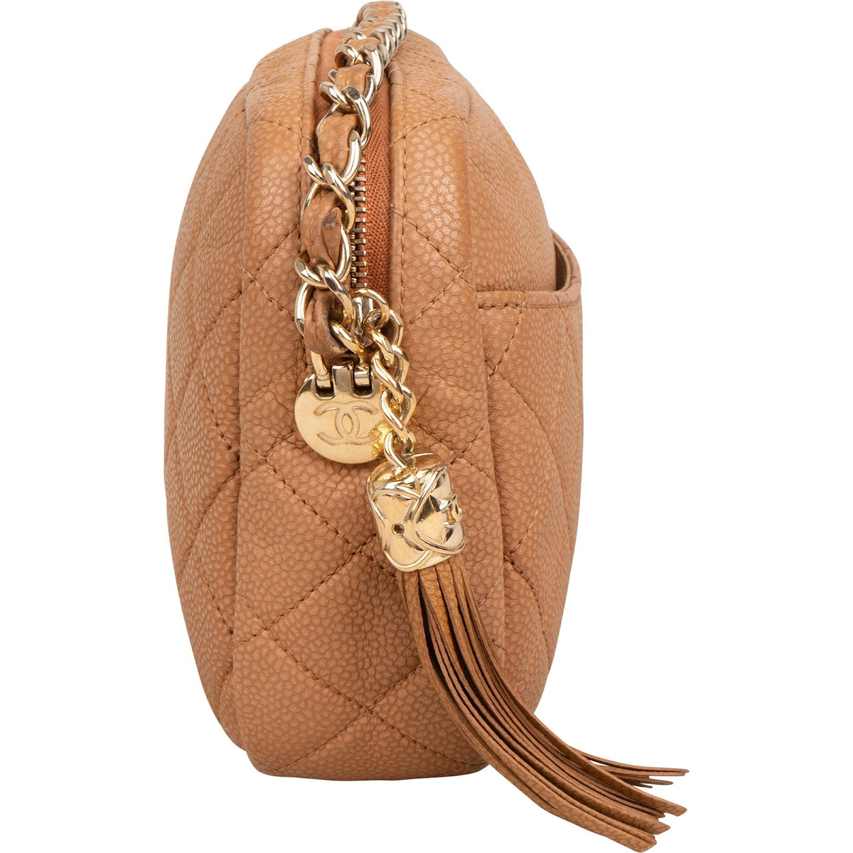 Chanel Quilted Caviar Leather Tassel Camera Crossbody Bag