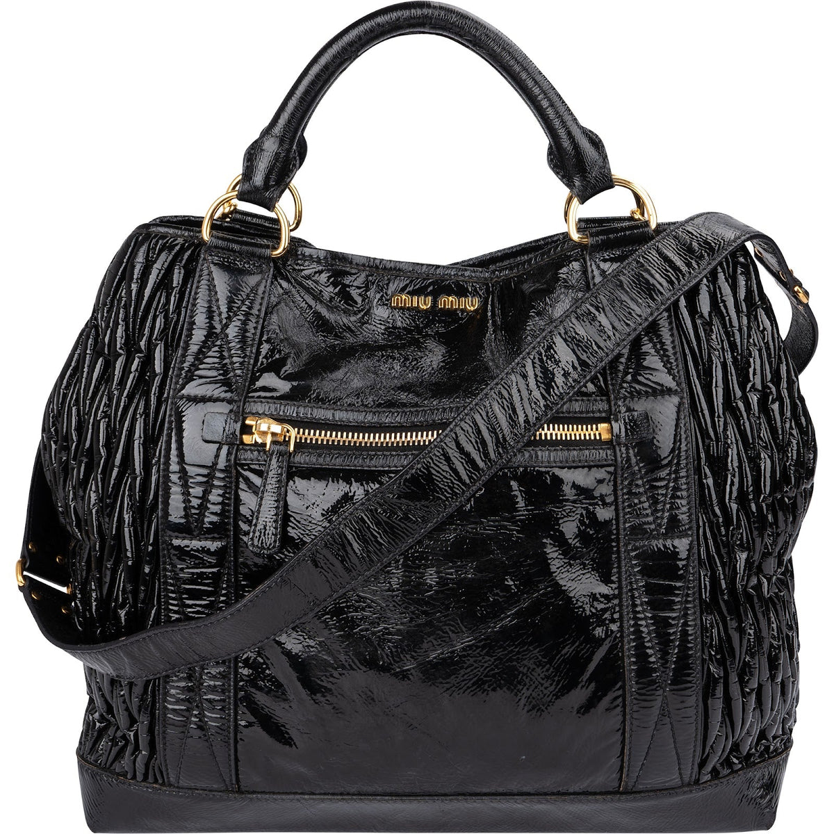 Miu Miu Quilted Vitello Shine Large Bowler Handbag