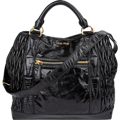 Miu Miu Quilted Vitello Shine Large Bowler Handbag