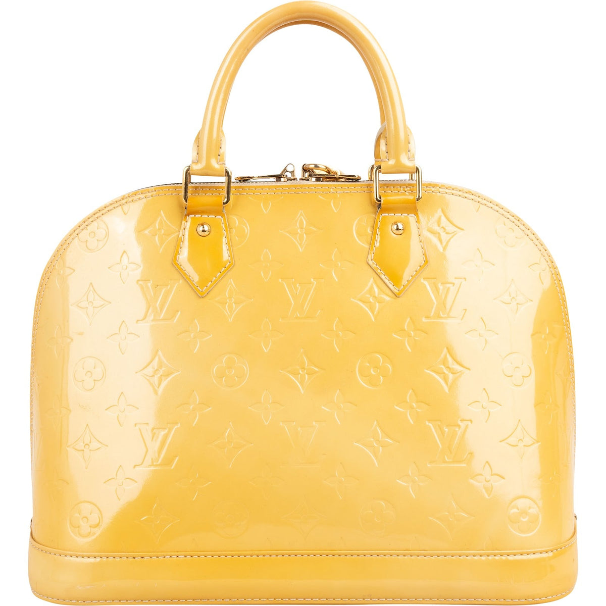 Louis Vuitton Alma PM aus gelbem Monogram Vernis – Ansicht 4