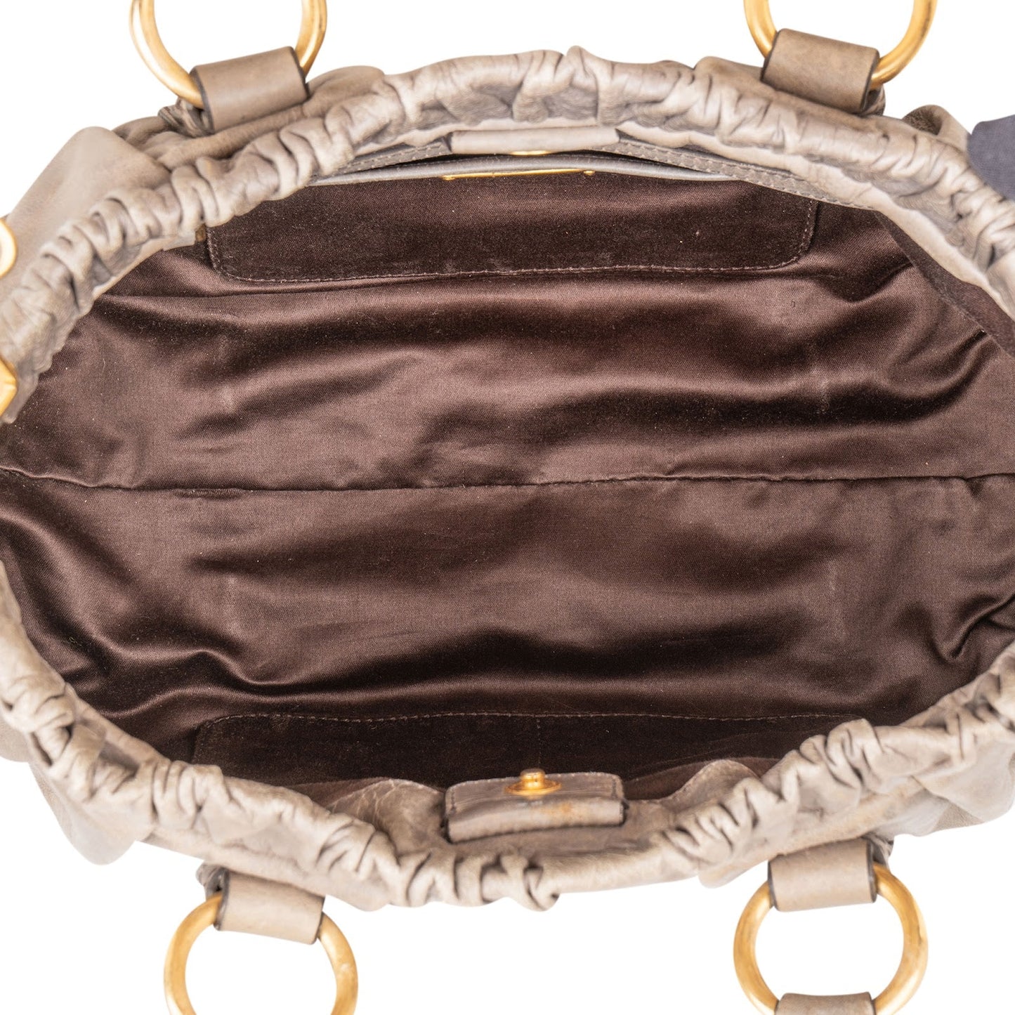 Miu Miu Vitello Lux Gathered Satchel Handbag