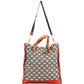 Celine Macadam Monogram Canvas Bicolor Leather Tote Shoulder Handbag