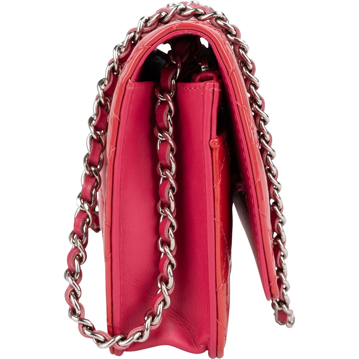 Chanel Quilted Patent Leather Wallet On Chain Crossbody Bag