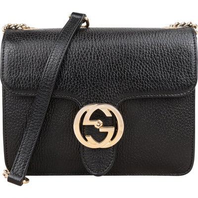 Gucci Pebbled Leather Interlocking GG Small Crossbody Bag