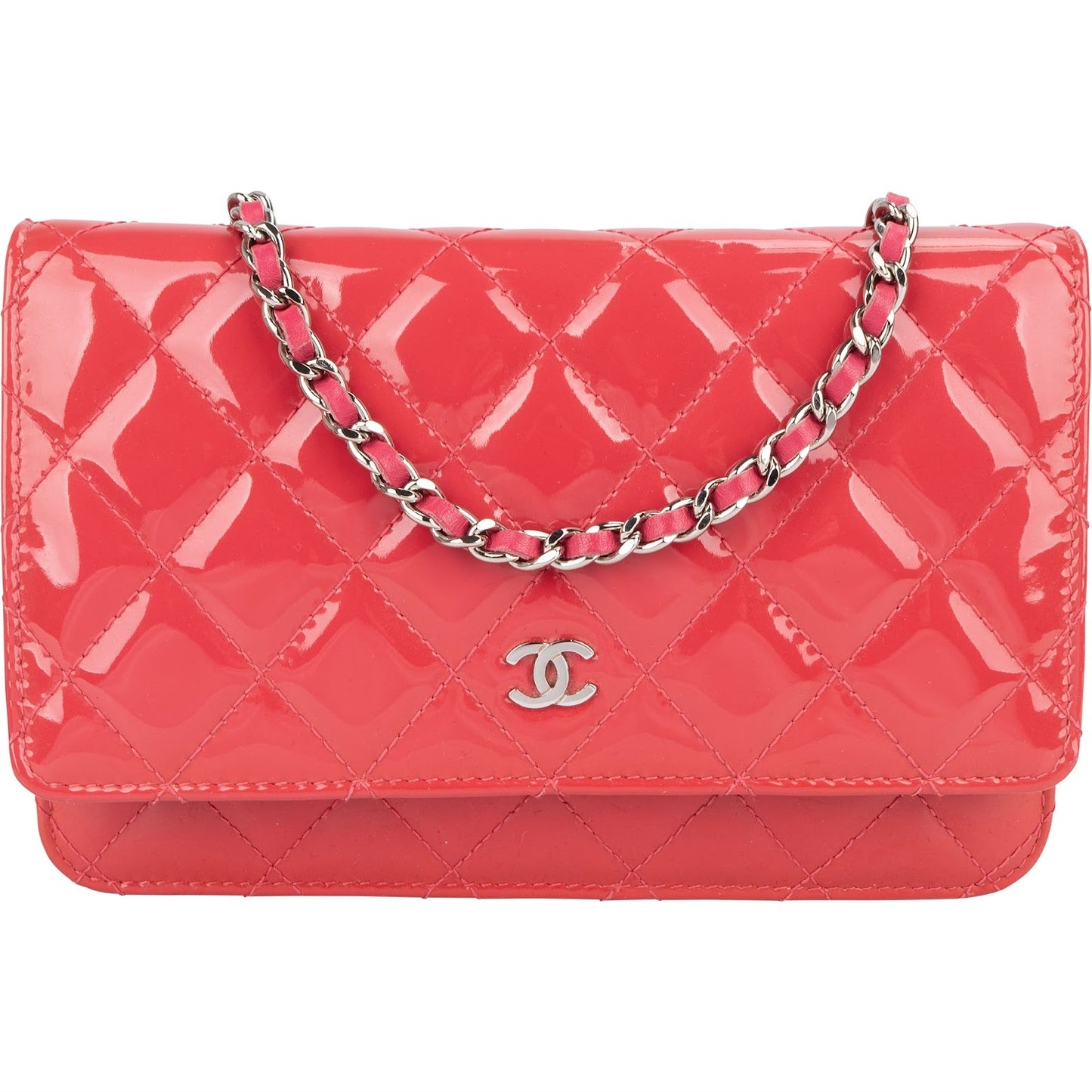 Chanel Quilted Patent Leather Wallet On Chain Crossbody Bag