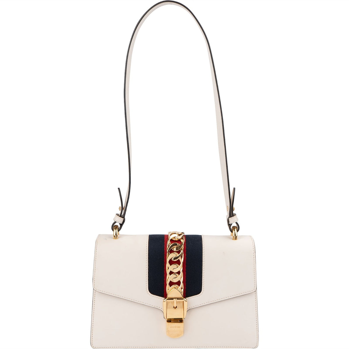 Gucci White Leather Sylvie Shoulder Bag
