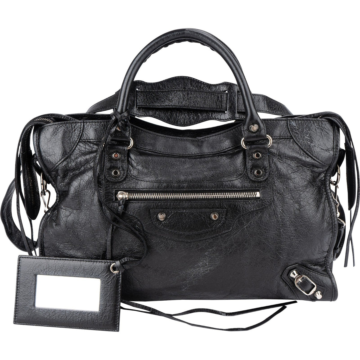 Balenciaga Black Arena Leather City Handbag