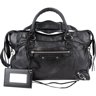 Balenciaga Noir Arena Leather City Handbag