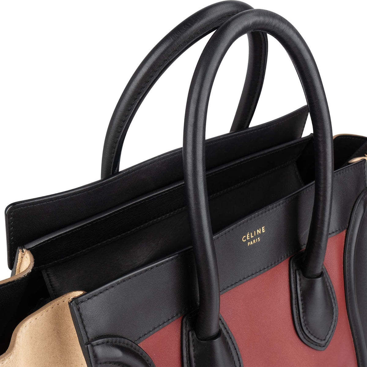 Celine Luggage aus zweifarbigem Wildleder und Leder – Ansicht 3