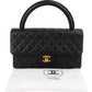 Chanel Quilted Lambskin Top Handle 24K Gold Single Flap Handbag