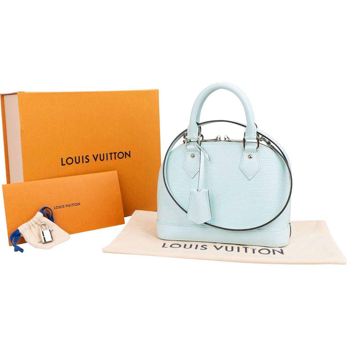Louis Vuitton Light Blue Epi Leather Alma BB Handbag