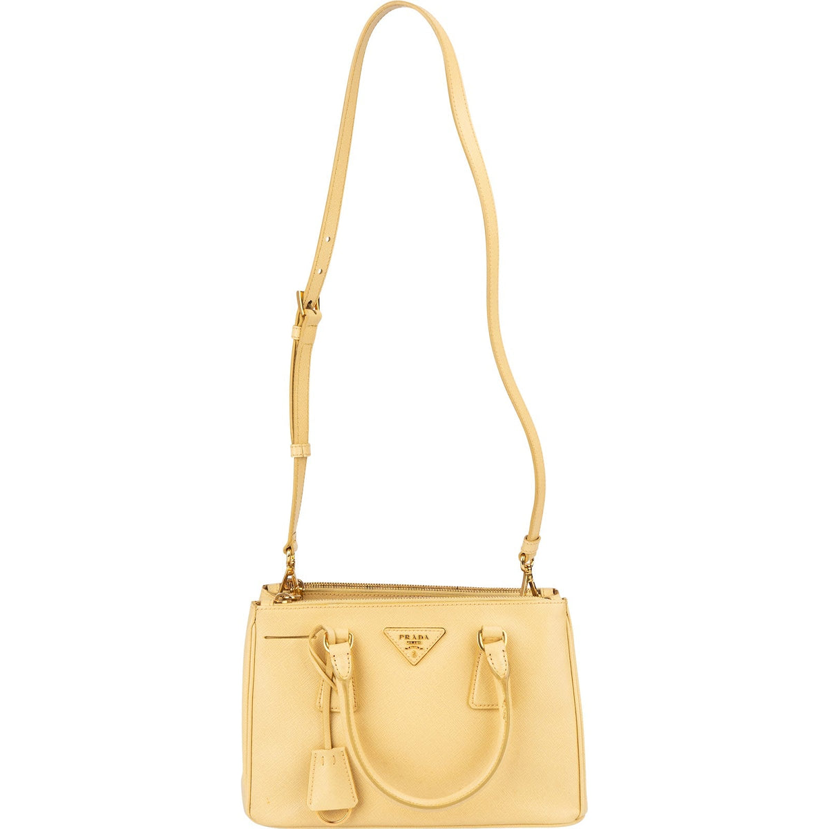 Prada Yellow Saffiano Leather Small Galleria Handbag