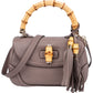Gucci New Bamboo Top Handle aus fliederfarbenem genarbtem Leder – Vorderansicht