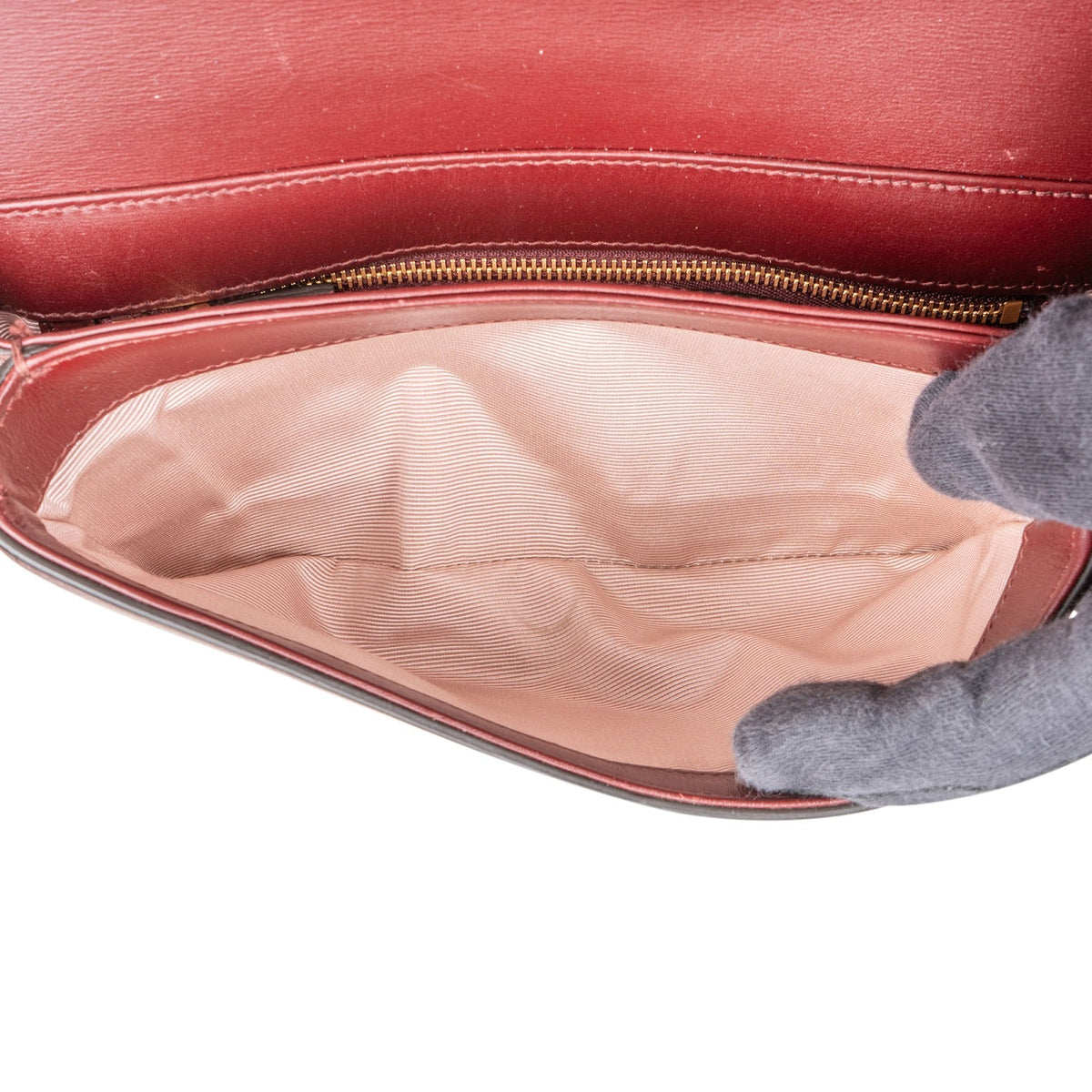 Gucci Bordeaux Leather GG Arli Small Crossbody Bag