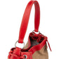 Prada Canvas Emblem Side Drawstring Pocket Shoulder Bag