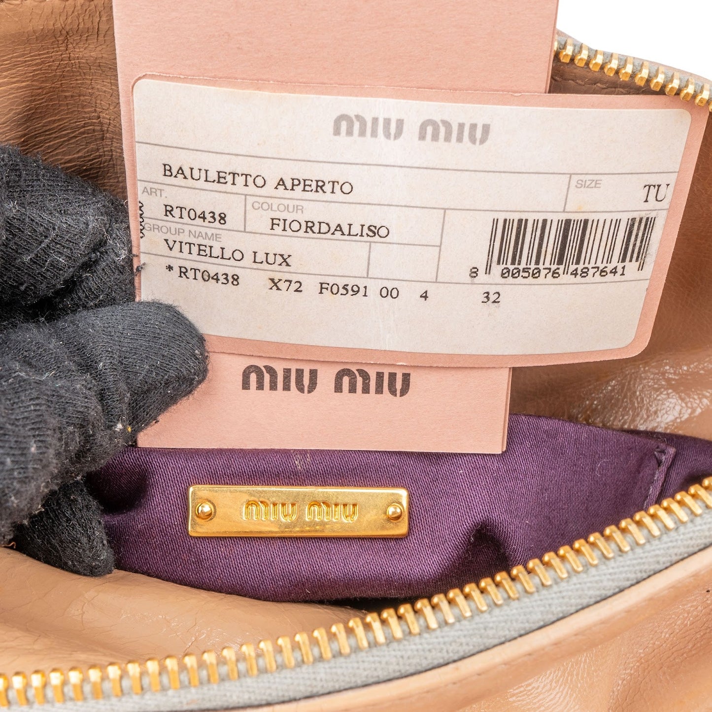 Miu Miu Vitello Lux Leather Bow Handbag