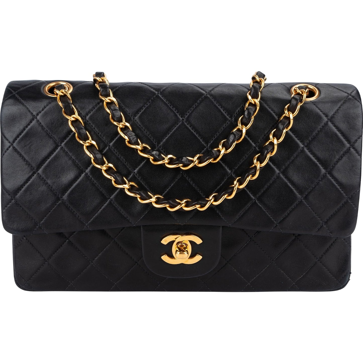 Chanel Quilted Lambskin 24K Gold Medium Double Flap Shoulder Bag