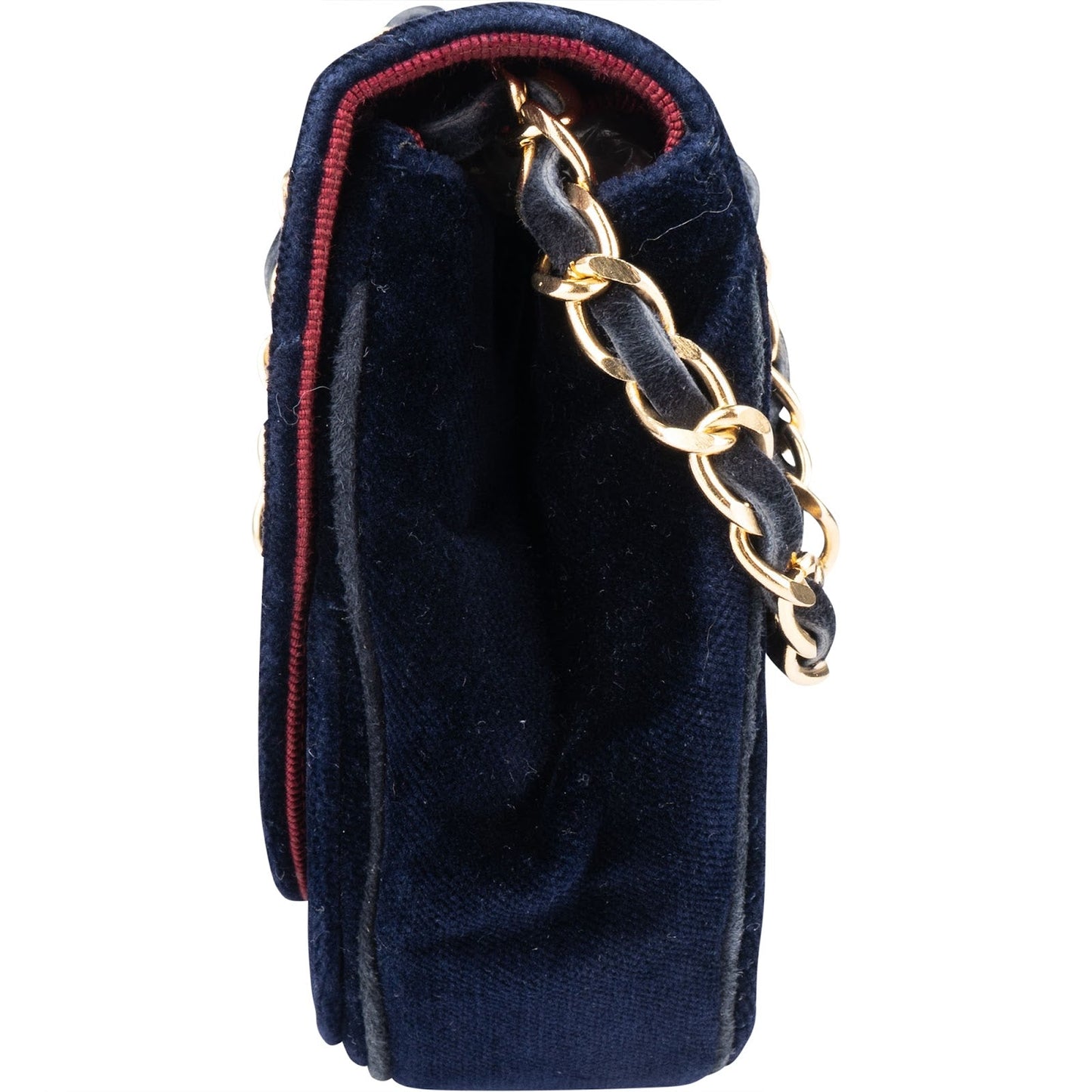 Chanel Chevron Velvet Half Moon Single Flap Crossbody Bag