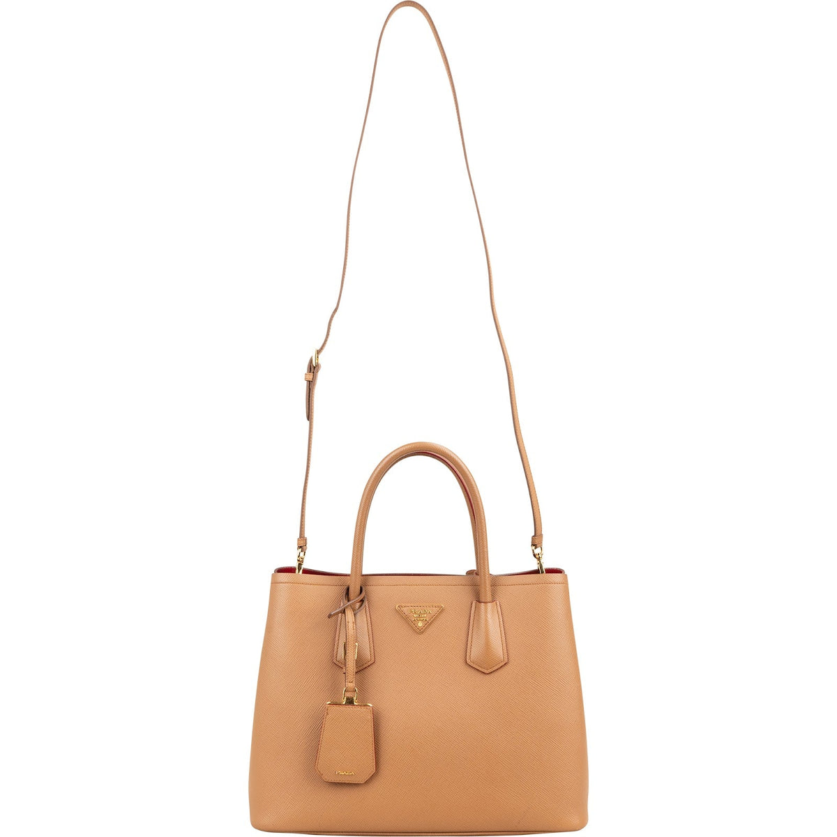 Prada Saffiano Cuir Leather Double Tote Handbag