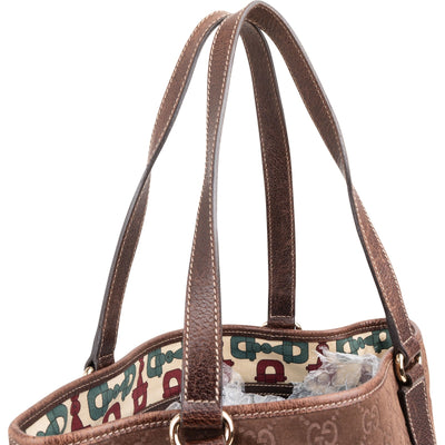 Gucci Monogram Suede GG Tote Shoulder Bag