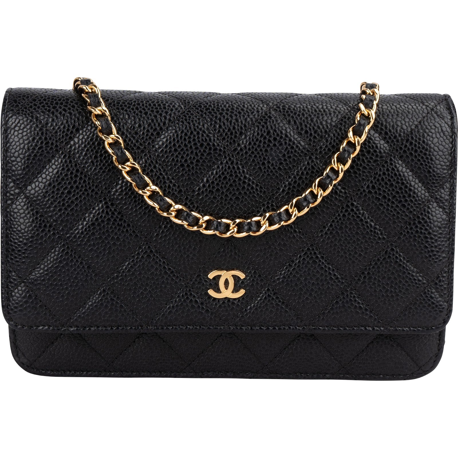 Chanel Quilted Caviar Leather Wallet on Chain Crossbody Bag