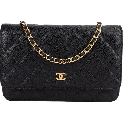 Chanel Quilted Caviar Leather Wallet on Chain Crossbody Bag
