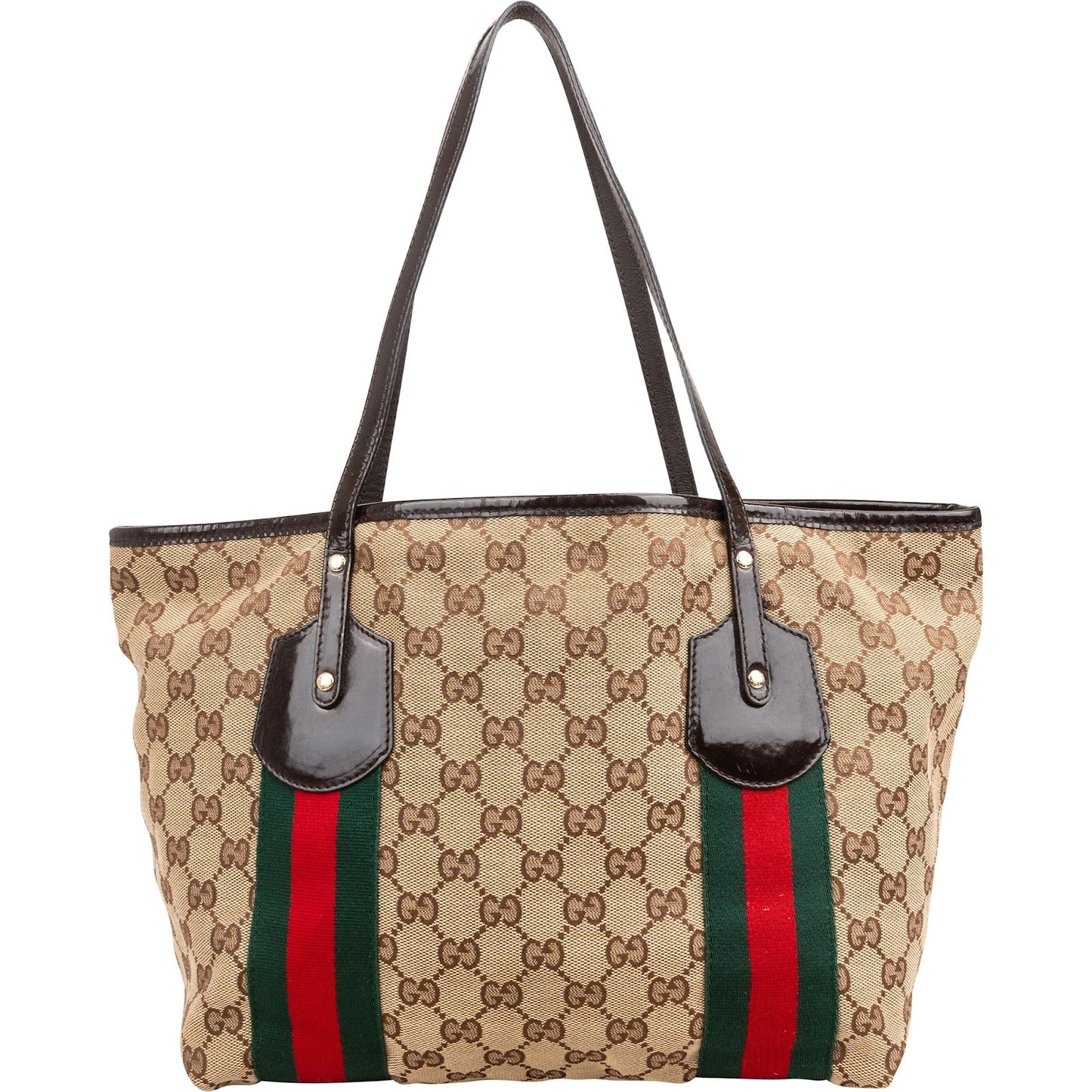 Gucci Monogram GG Canvas Patent Leather Shoulder Bag