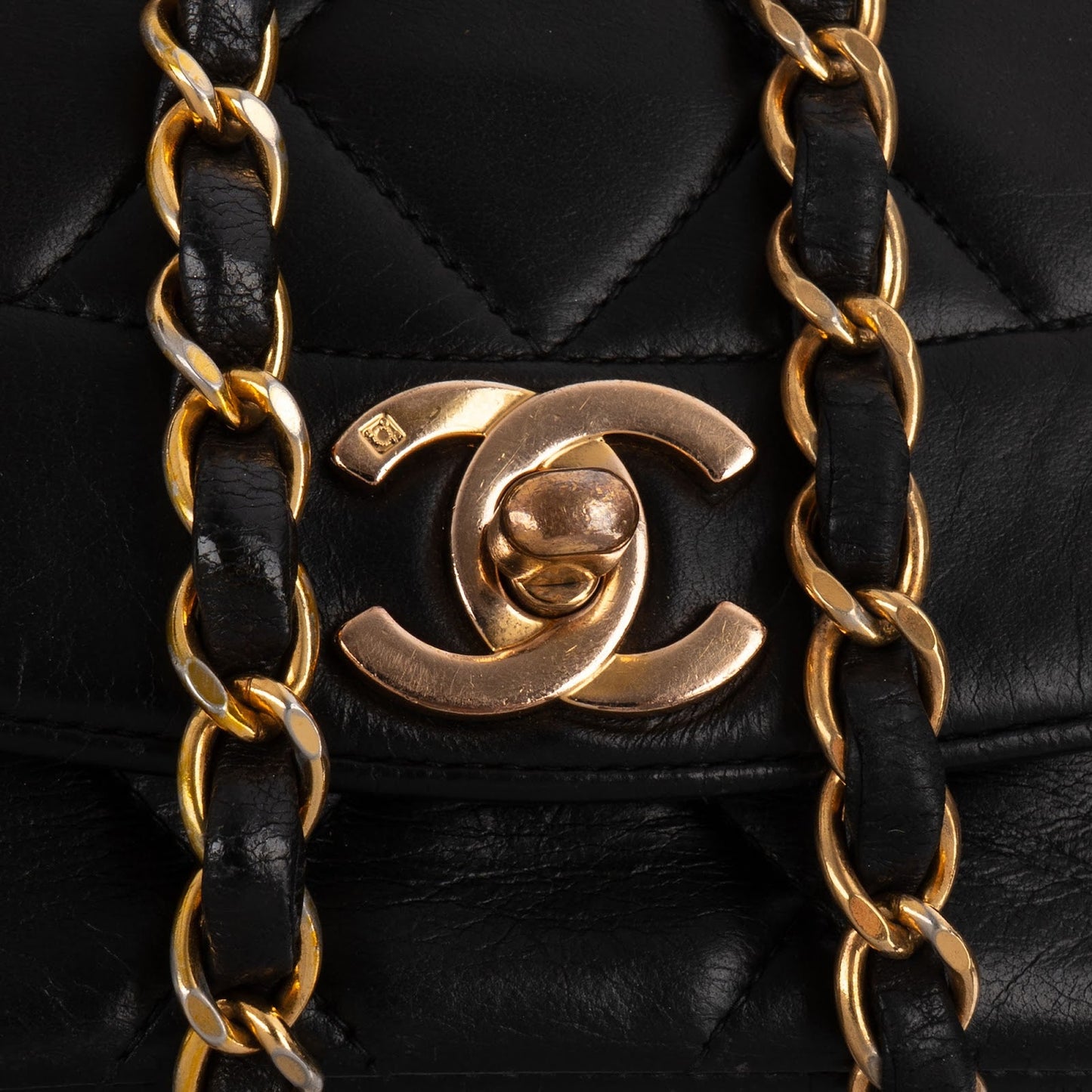 Chanel Quilted Lambskin 24K Gold Diana Single Flap Crossbody Bag