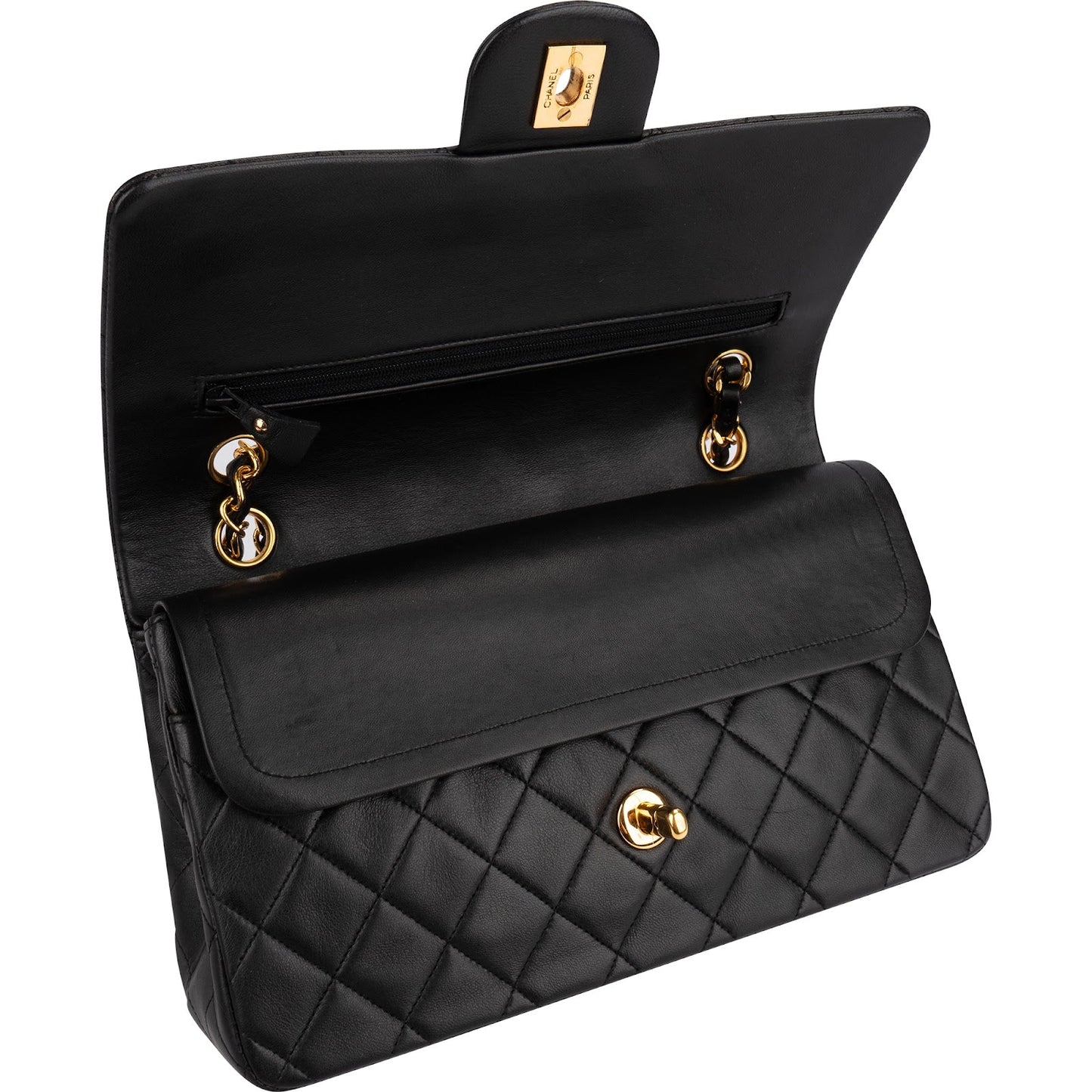 Chanel Quilted Lambskin 24K Gold Medium Double Flap Shoulder Bag