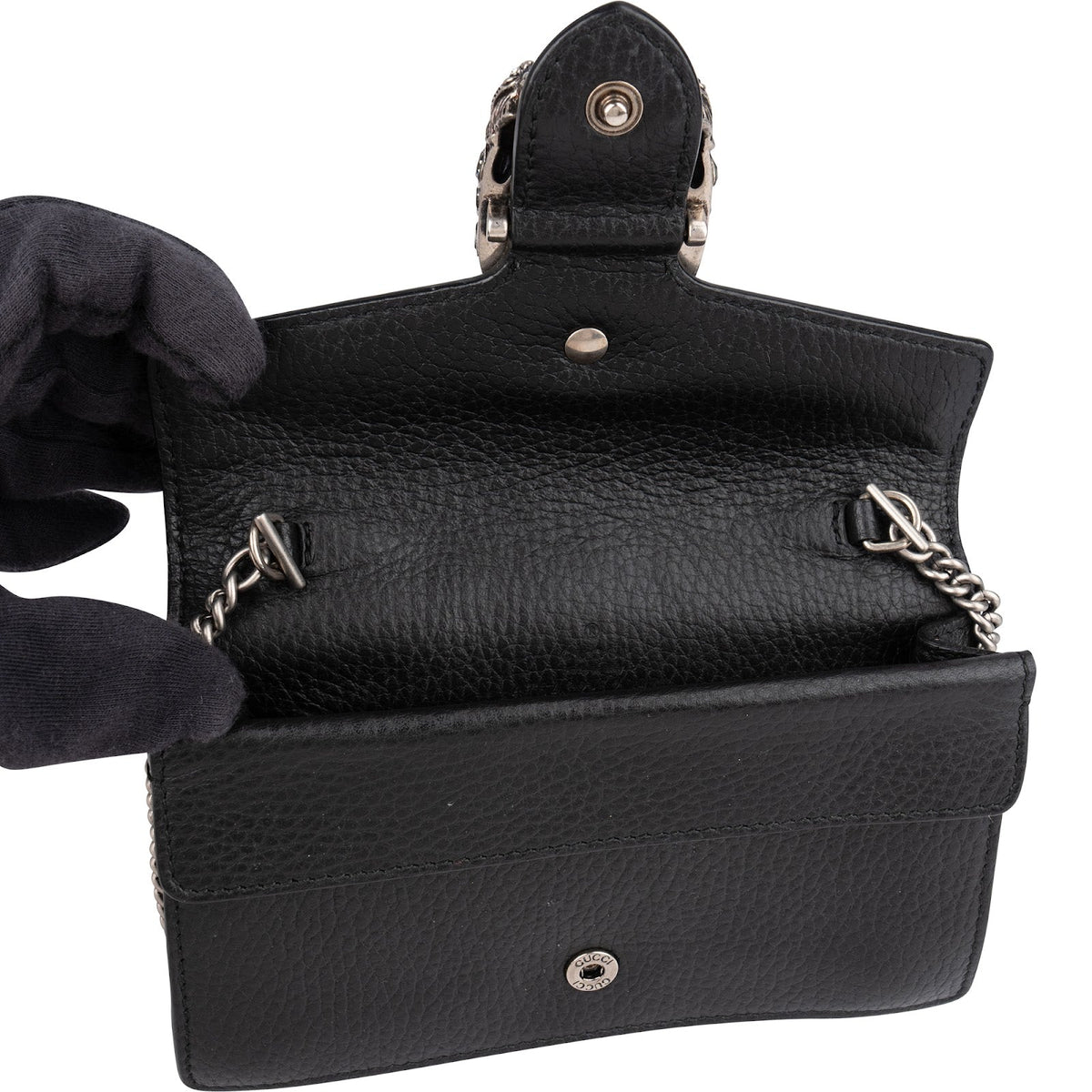Gucci Grained Leather Dionysus Super Mini Crossbody Bag