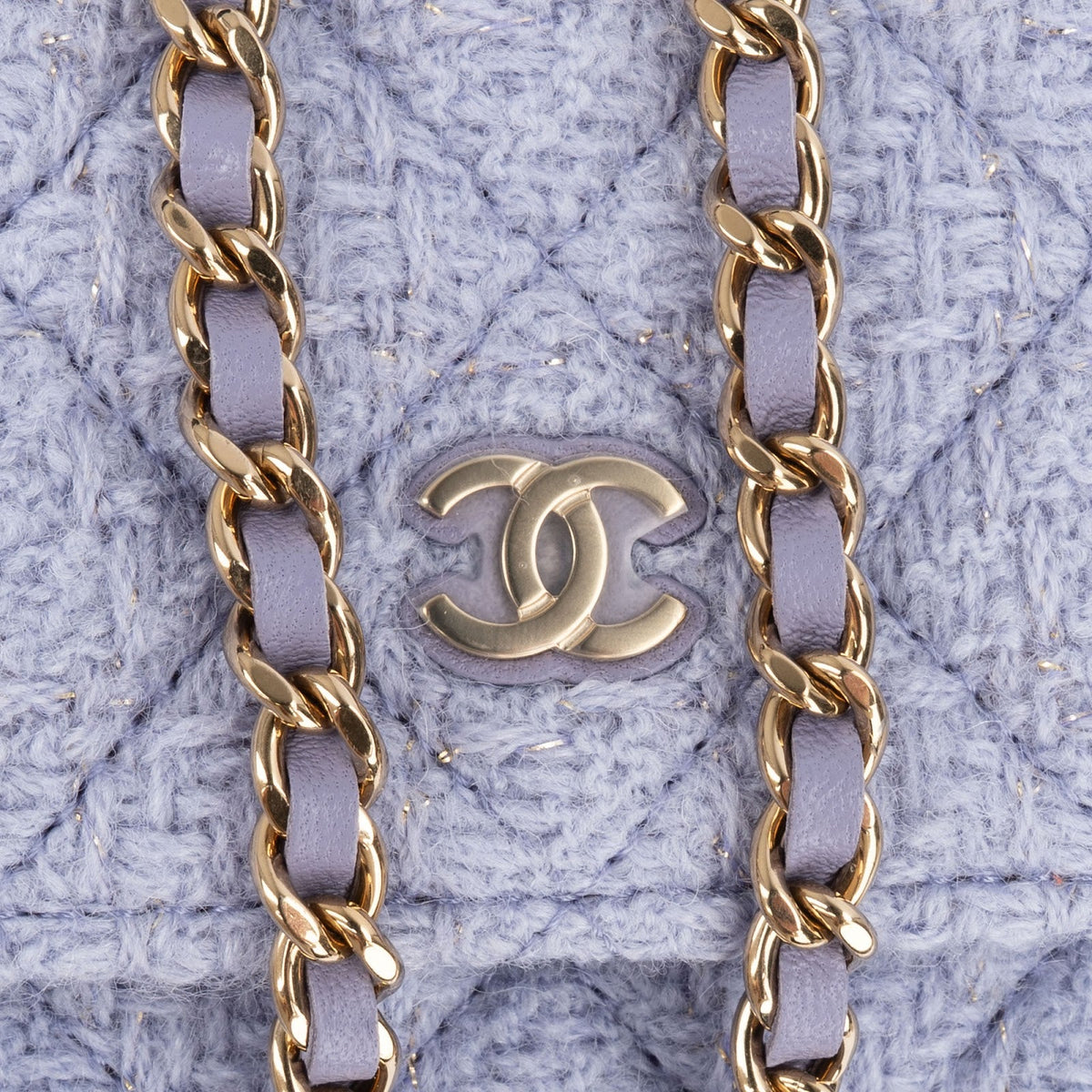 Chanel Quilted Tweed Wallet on Chain Crossbody Bag