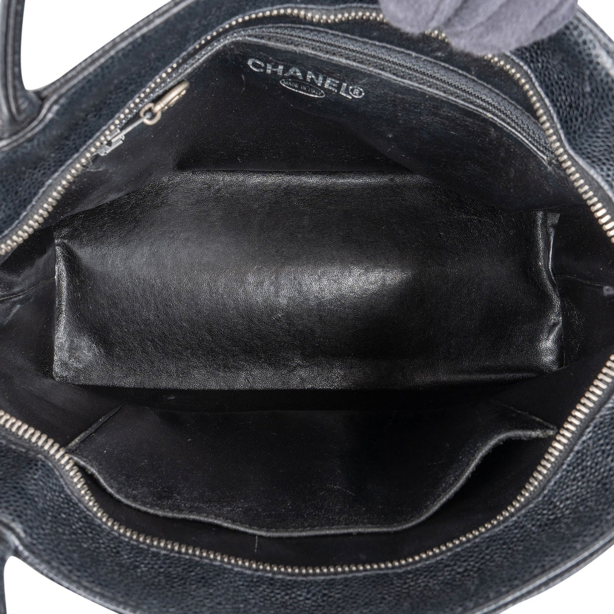 Chanel Quilted Caviar Leather Medallion CC Tote Handbag